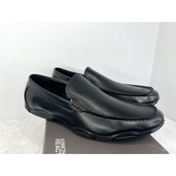 Kenneth Cole Reaction De-Tour Black Leather Slip On Loafers Mens 9 M Moc Toe main image 11
